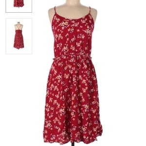 Red floral adjustable spaghetti straps